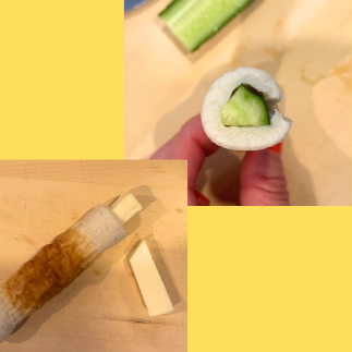 具材をちくわの穴につめる