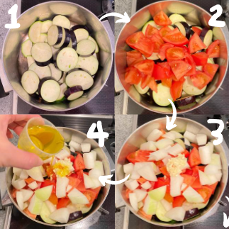 材料を鍋に入れる