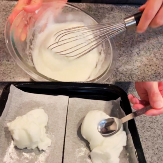 卵白を泡立てオーブンで焼く