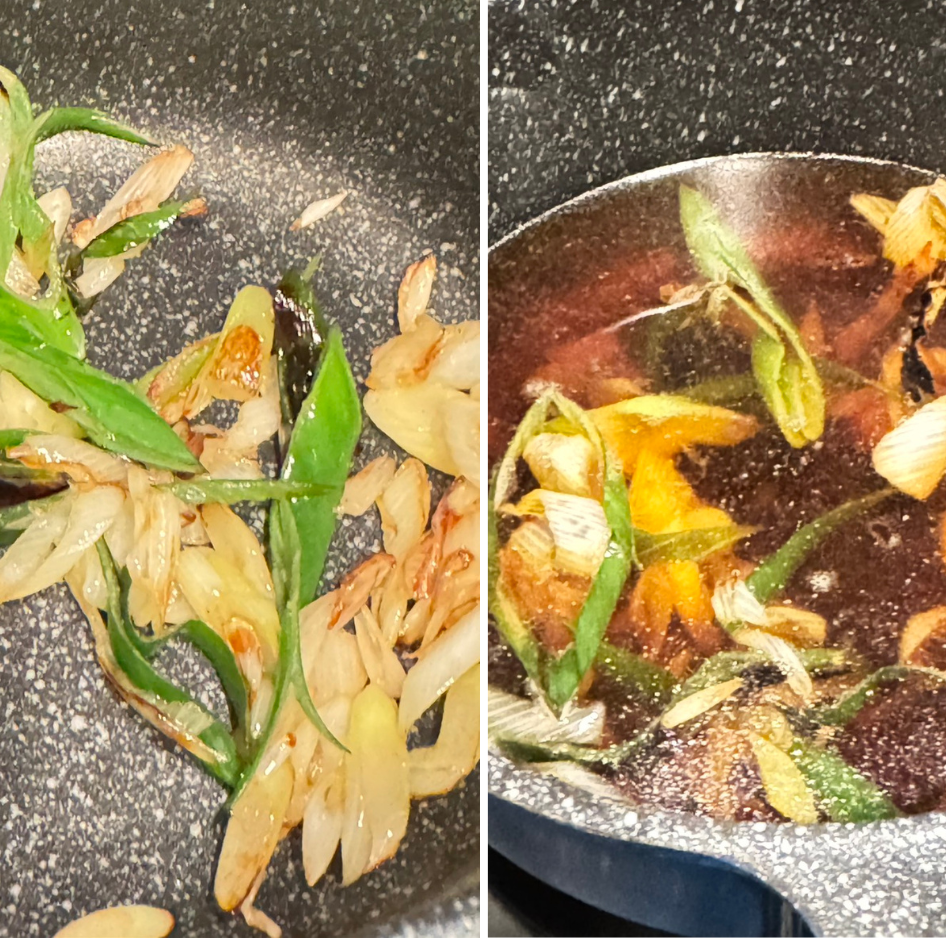 麺つゆを加える